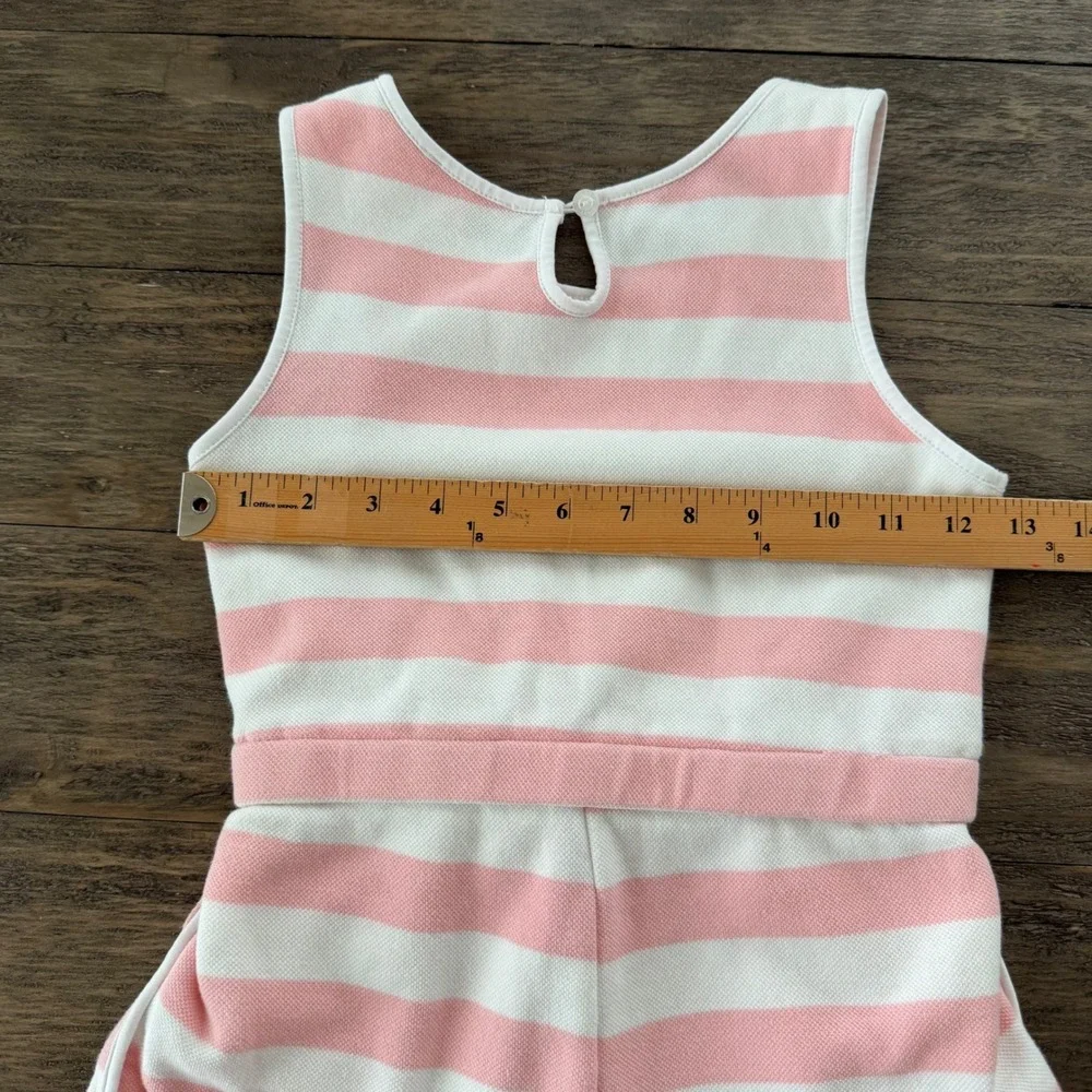 Bisby Kids Girls Pink White Striped Sleeveless Romper Size‎ 7 Cotton Drawstring